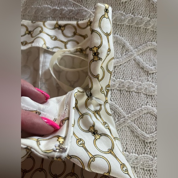 Nine West White Gold Links Pattern Lightweight Slacks women’s size 14 - Picture 7 of 15